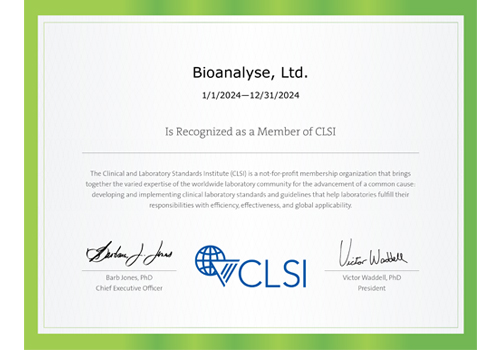 Bioanalyse - CLSI Certificate of Membership 2018